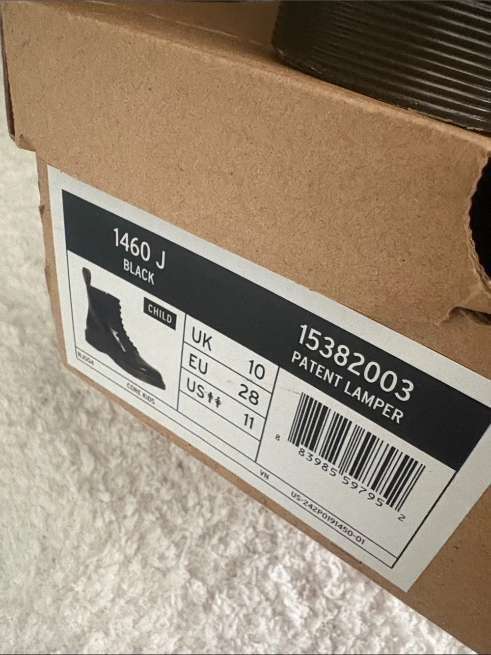 Dr. Martens Kids Black Patent Lace-Up Combat Boots